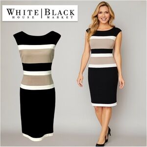 White House Black Market Women's Colorblock Sheath Striped Dress